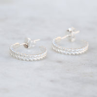 silver fern hoop earrings in sterling silver